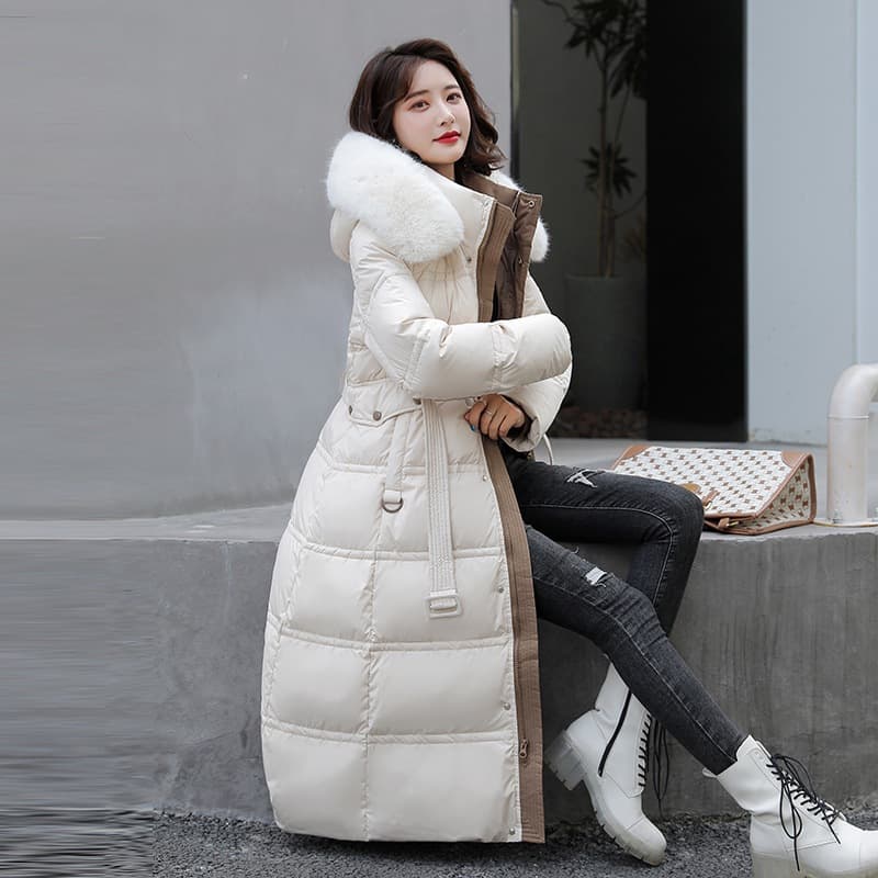 Women's Clothing new large fur collar long slim fit winter coats cotton jacket for women