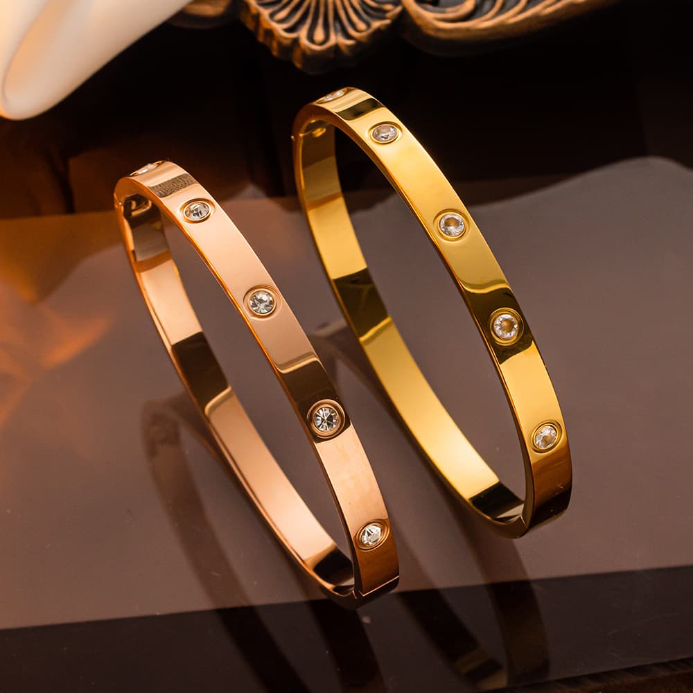 Unisex Jewelry Fashion zircon full diamond bracelet stainless steel ten diamond couple bracelet titanium steel bracelet