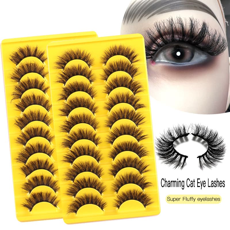 Lash extension set 10 pairs of cat eye false eyelashes 3D messy Curl Eyelashes High mink hair false eyelashes