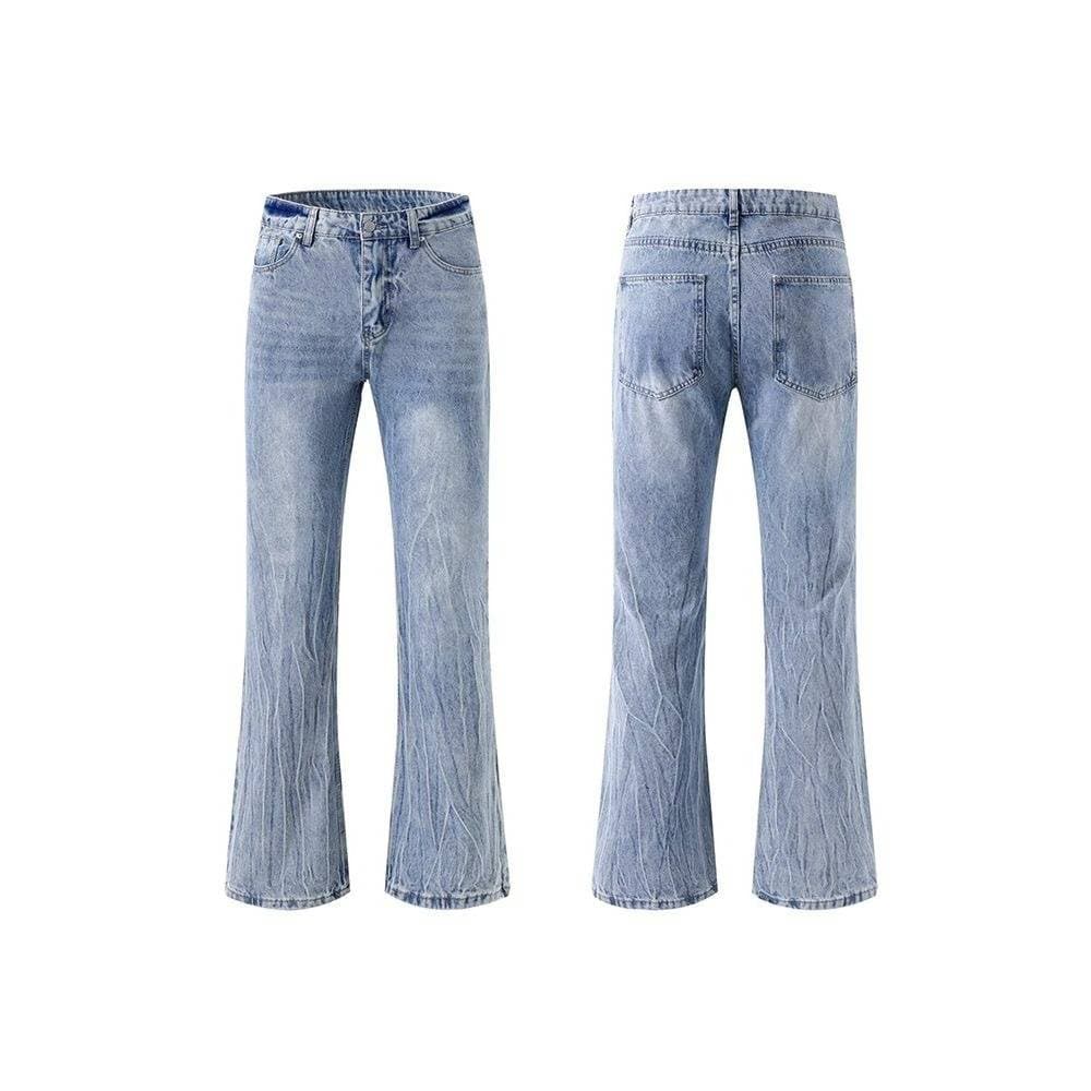 Men's Clothing Bootcut Bamboo Pattern Silo Flared Jeans Cleanfit Loose Slim Trousers