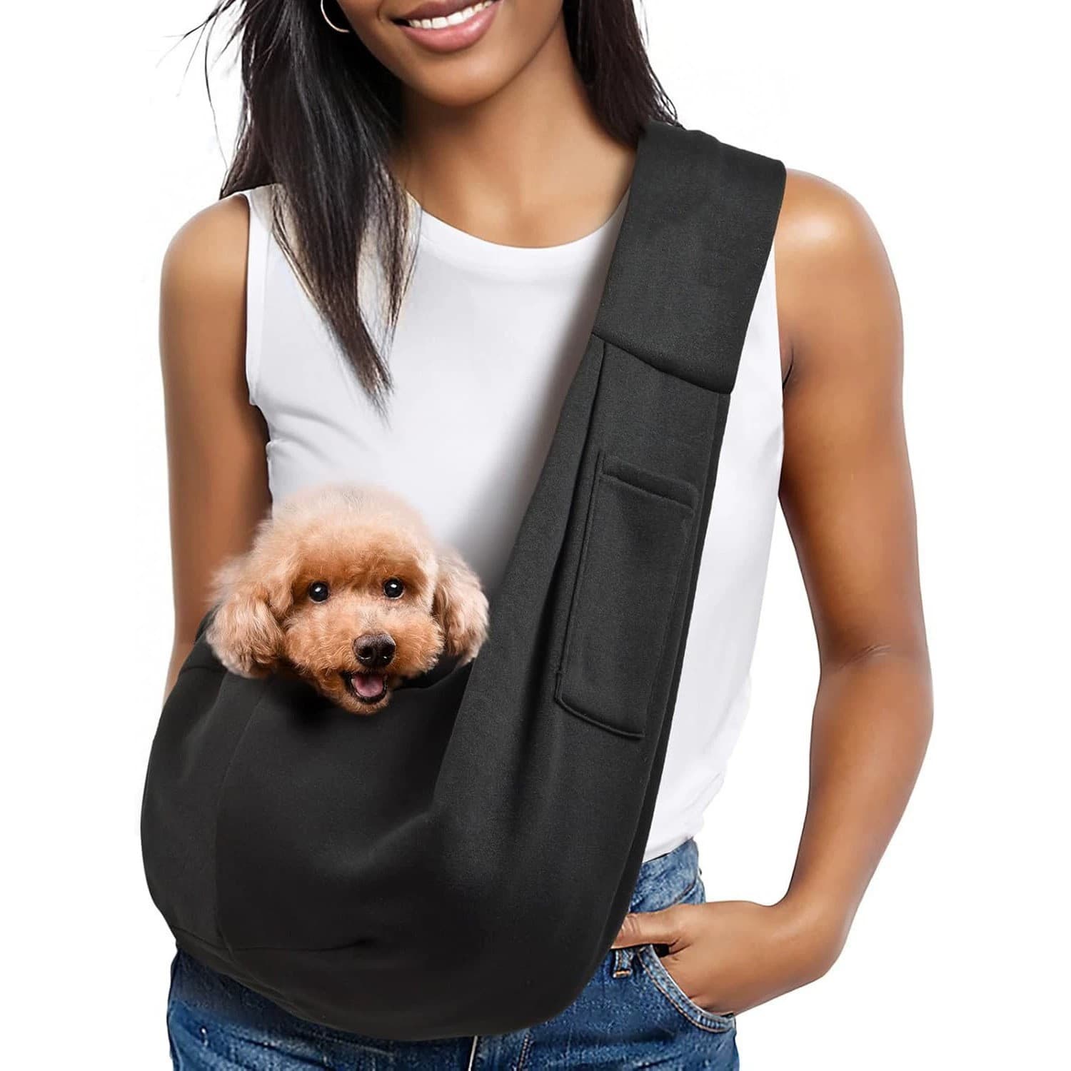 Small Dog Sling Carrier - Classic Pocket & Classic Strap - For 3-10 Lbs Pets