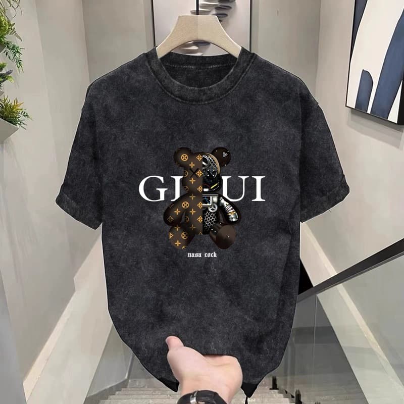 T-shirt à manches courtes délavé et vieilli pour homme, nouvelle tendance ample, été 2024