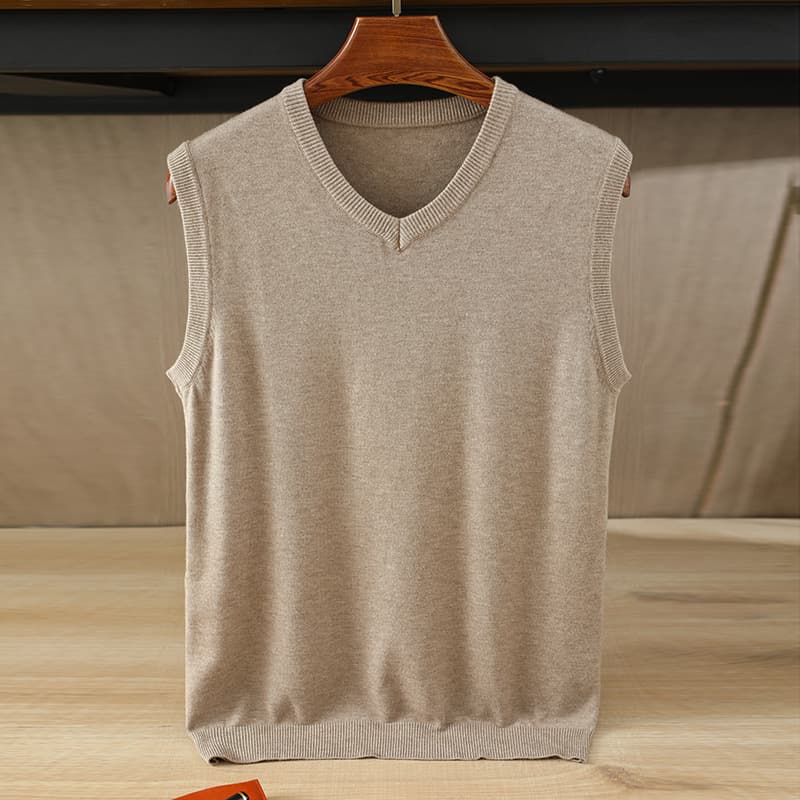 Men's Clothing Vest sweater vest men's V-neck loose solid color vest bottoming shirt style sweater plus size tide