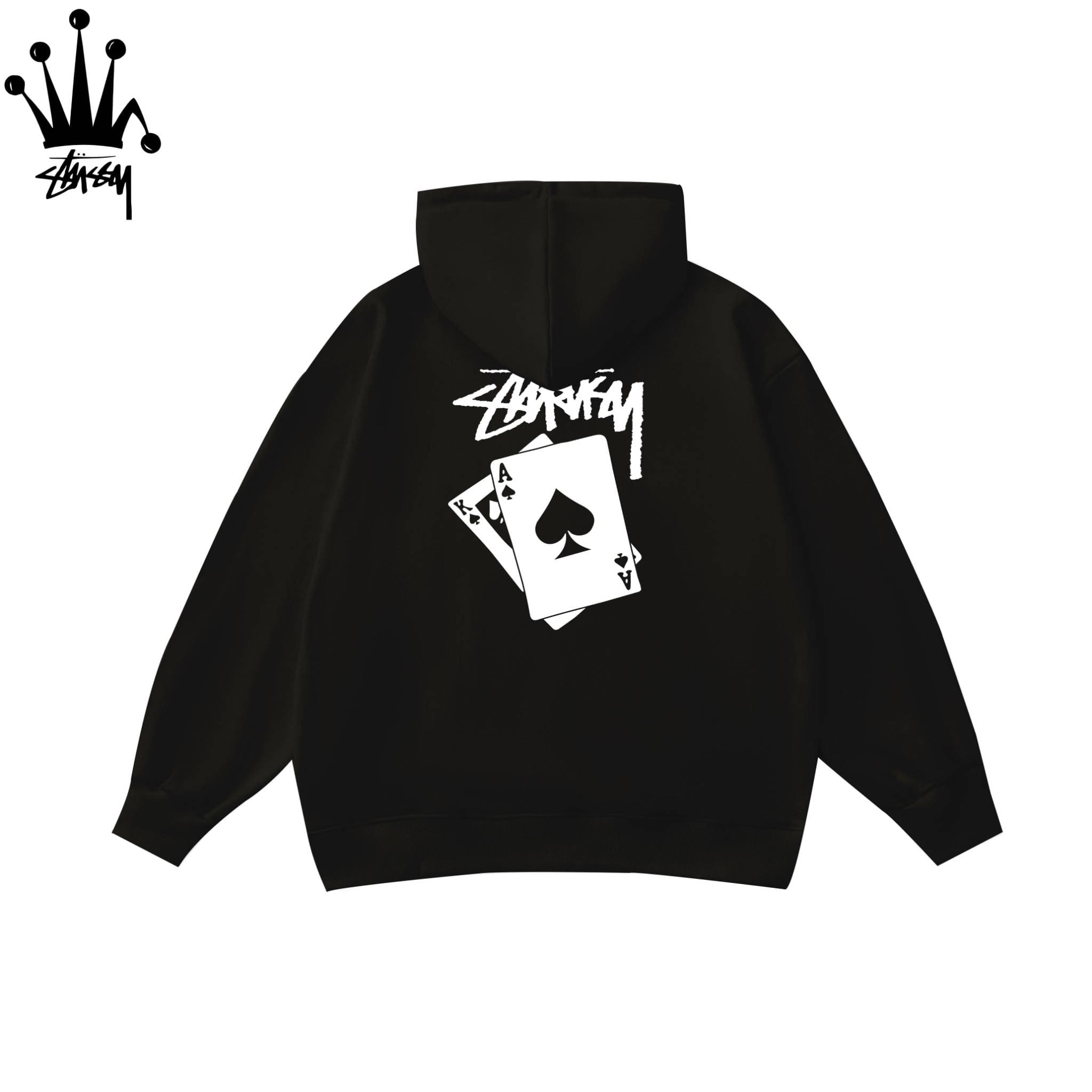 STUSSY Poker Pattern Printed Hoodie Made Of Pure Cotton Fabric, Unisex