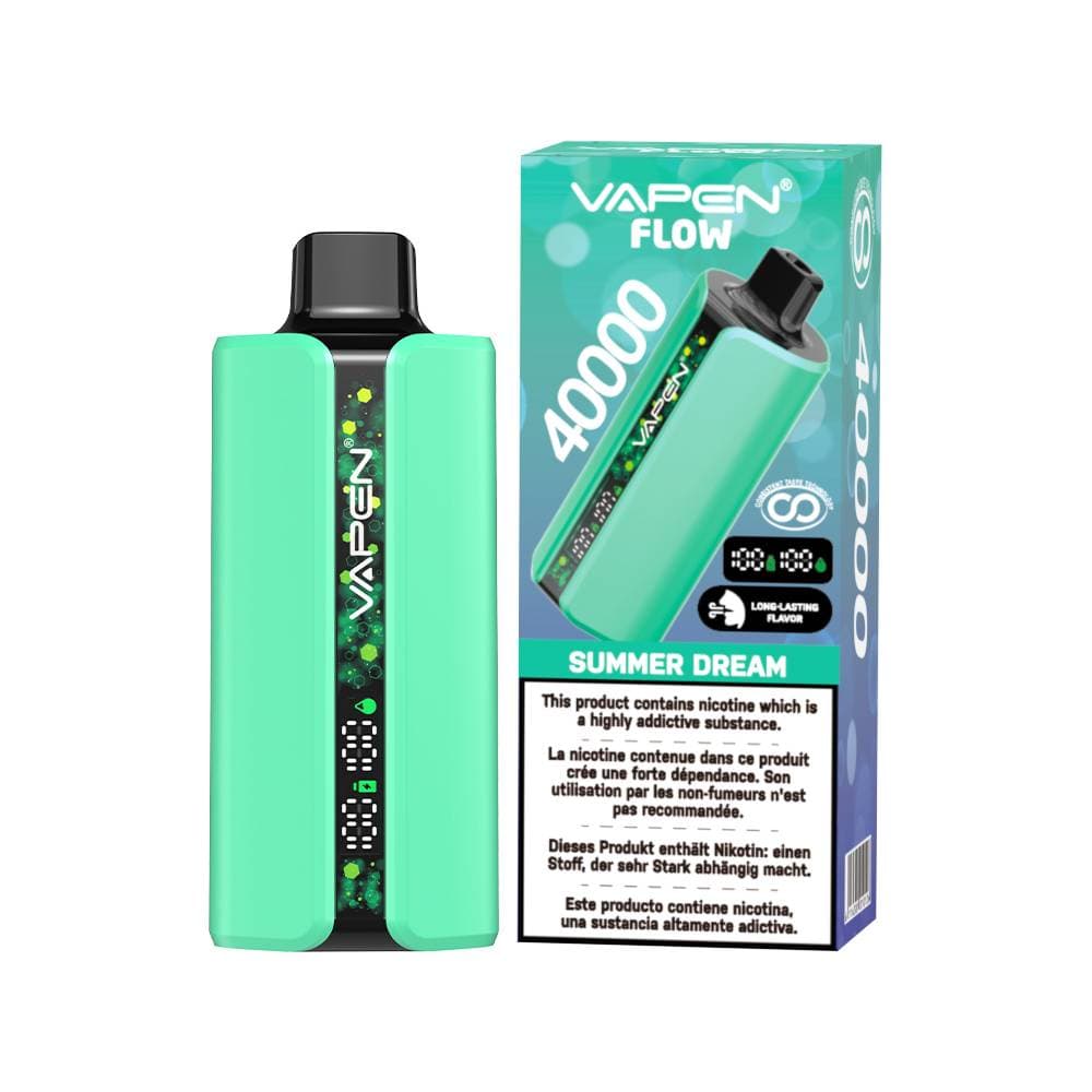 1 stylo vape jetable Vapen Flow 40 000 bouffées | Cigarette électronique fruitée 40 000 bouffées avec affichage numérique, vape longue durée