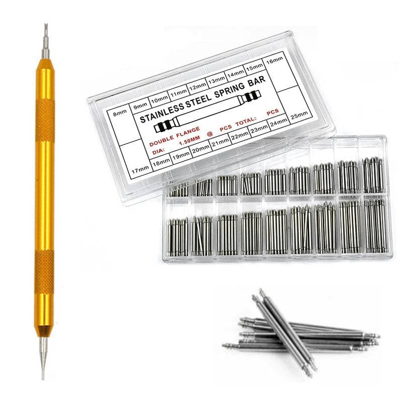 Watchmaker Watch Strap Spring Pin Strap Attachment Pin + Double End Lug Wrench Repair Kit Tool