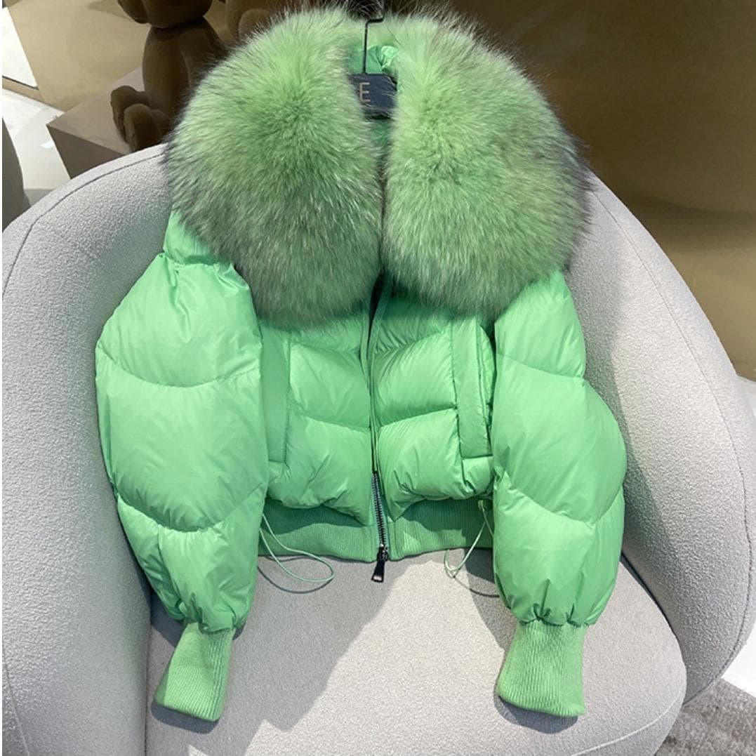 Women's Clothing winter coat women's fashion short down jacket women's high end women's 90 white duck down fox fur collar