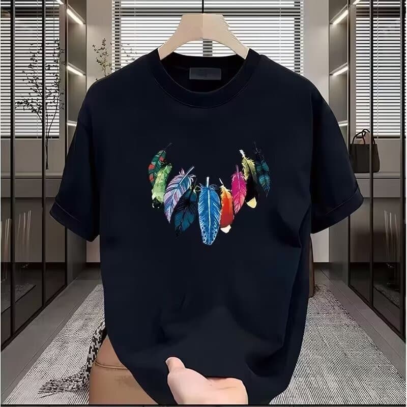 Men's clothing High-end Short-sleeved T-shirt Men's Trendy Brand Round Neck Loose Casual Simple Printed All-match Duffian Handsome T-shirt Men's Top