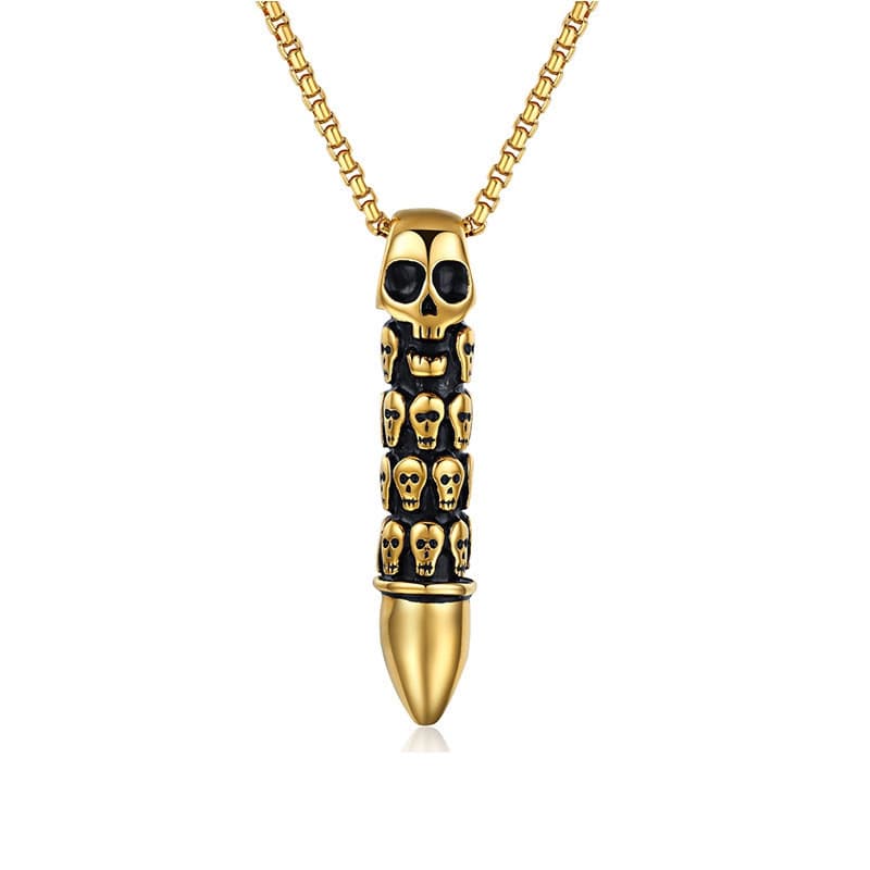 Skull Stainless Steel Pendant Necklace Men's Classic Fashion Charm Collar Necklace Hip-hop Rapper Gothic Jewelry For Boyfriend