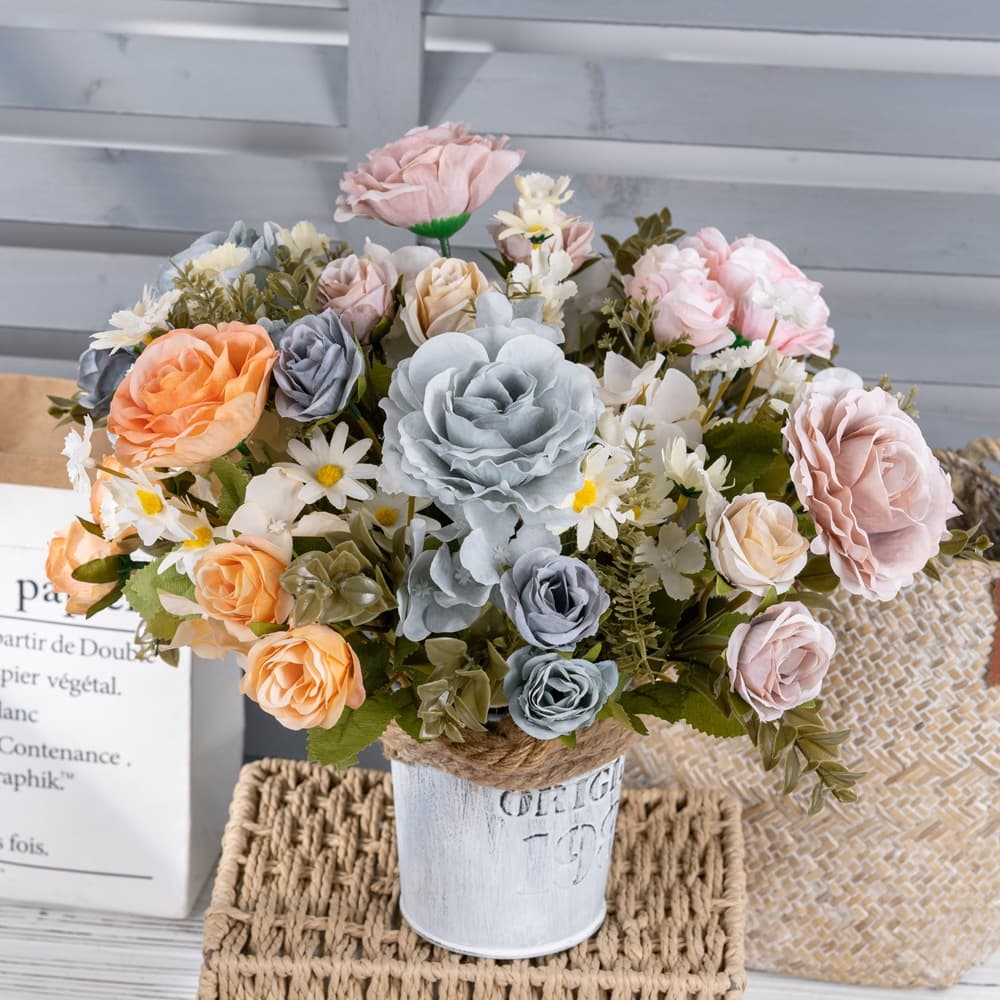 Sea lotus autumn rose simulation flower manufacturers green plants wedding decorations