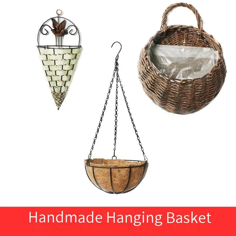Rustic Wall-Mounted Hanging Basket Planter - Wrought Iron Half Round Flower Pot Holder For Pothos Plants, Indoor Outdoor Garden Decor