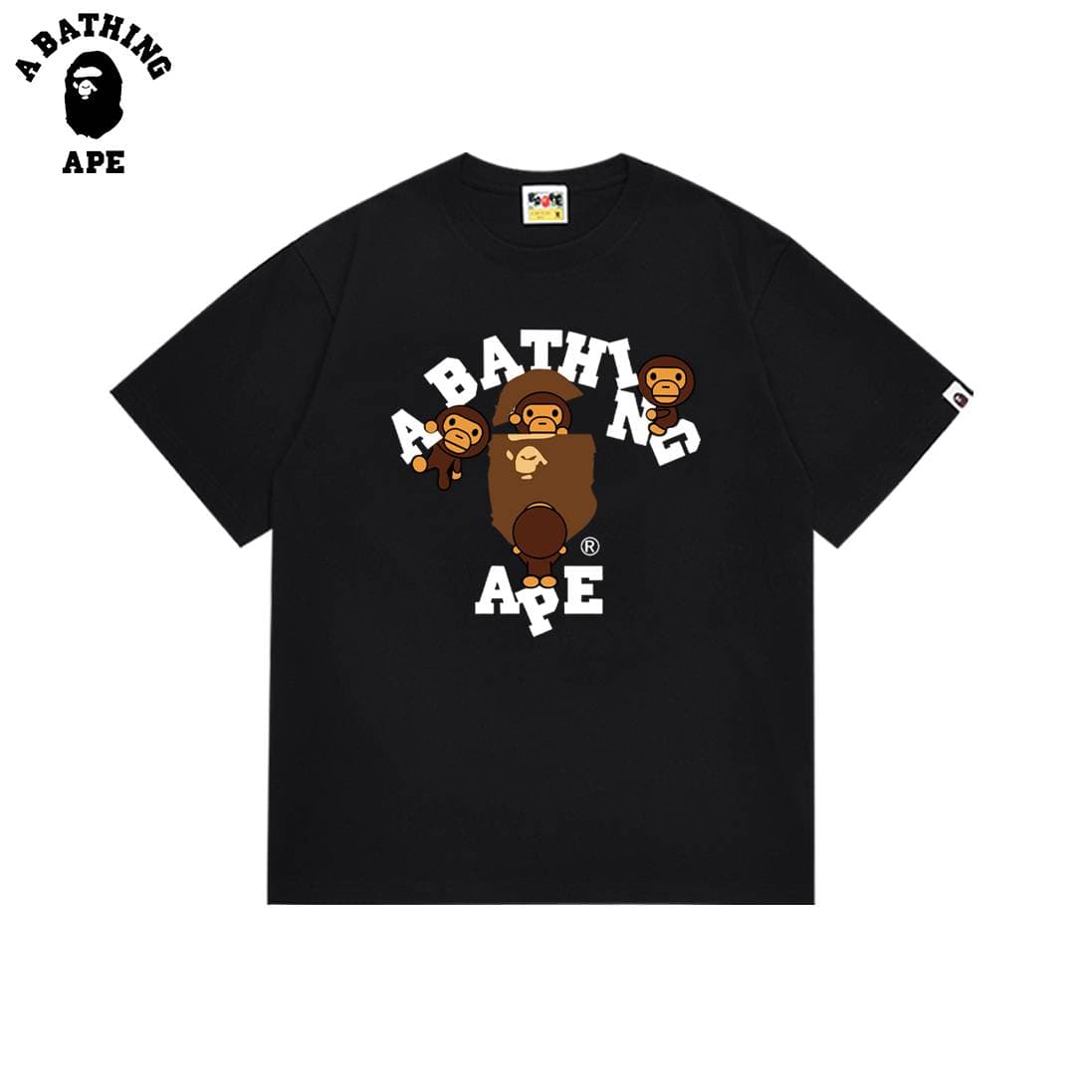 A BATHING APE BAPE-Cartoon Baby MILO Ape Head Letter Printed Cotton Short Sleeve