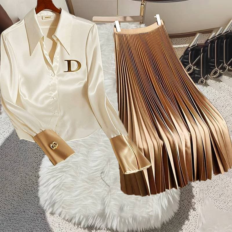 Women's Clothing Fashionable High End Tops Niche Unique Unique Cool White Acetate Satin Shirt