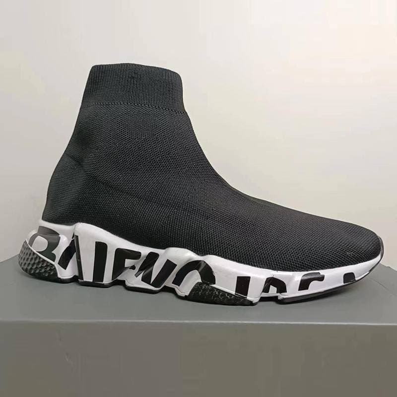Chaussures chaussettes Baskets décontractées Hommes Femmes Speed Trainer Triple Noir Graffiti Blanc Bleu Rouge Semelle transparente Volt À lacets