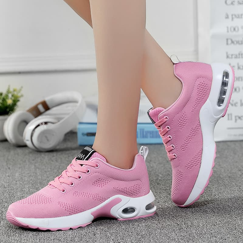 Large size women's shoes student air cushion casual running shoes flying woven sports shoes for women