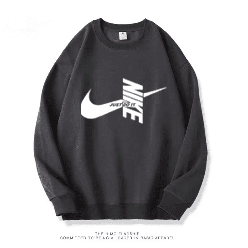 Sweat-shirt Nike noir de luxe à col rond avec logo Swoosh vertical, haut en coton streetwear sport