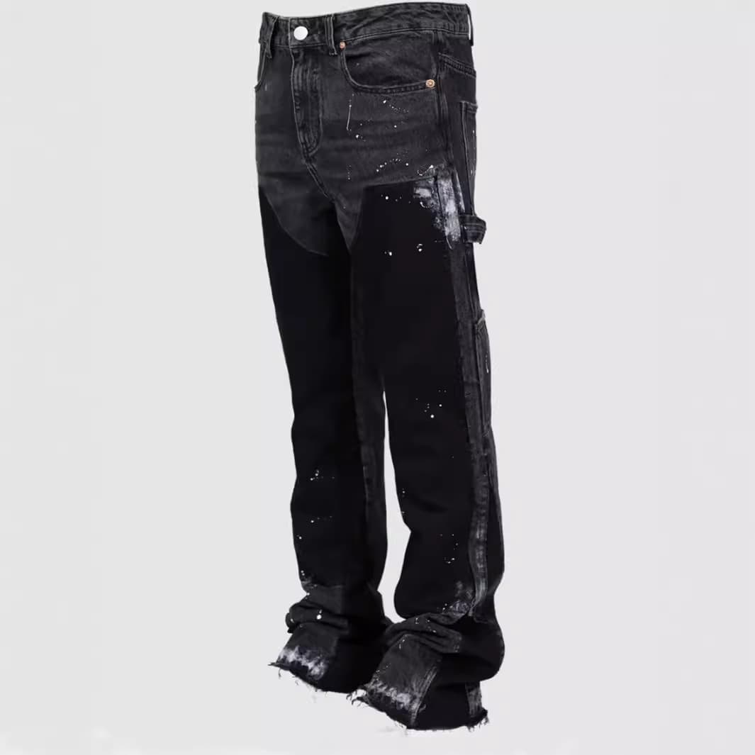 Men's Clothing Men's Denim Overalls Fashion Ins Overalls Hot Style Elastic Patch Denim Layered Flared Pants