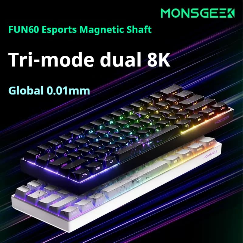 MonsGeek FUN60 Mechanical Magnetic Switch 60% Gaming Keyboards Rapid Trigger 0.01mm 8K ARGB HE/TMR Custom Keyboard