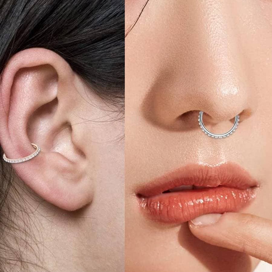 F136 Titanium Thin Rod Nose Ring Earring Nose Ring 0.8/1.0 Rod Thickness 6/8/10/12mm Inner Diameter