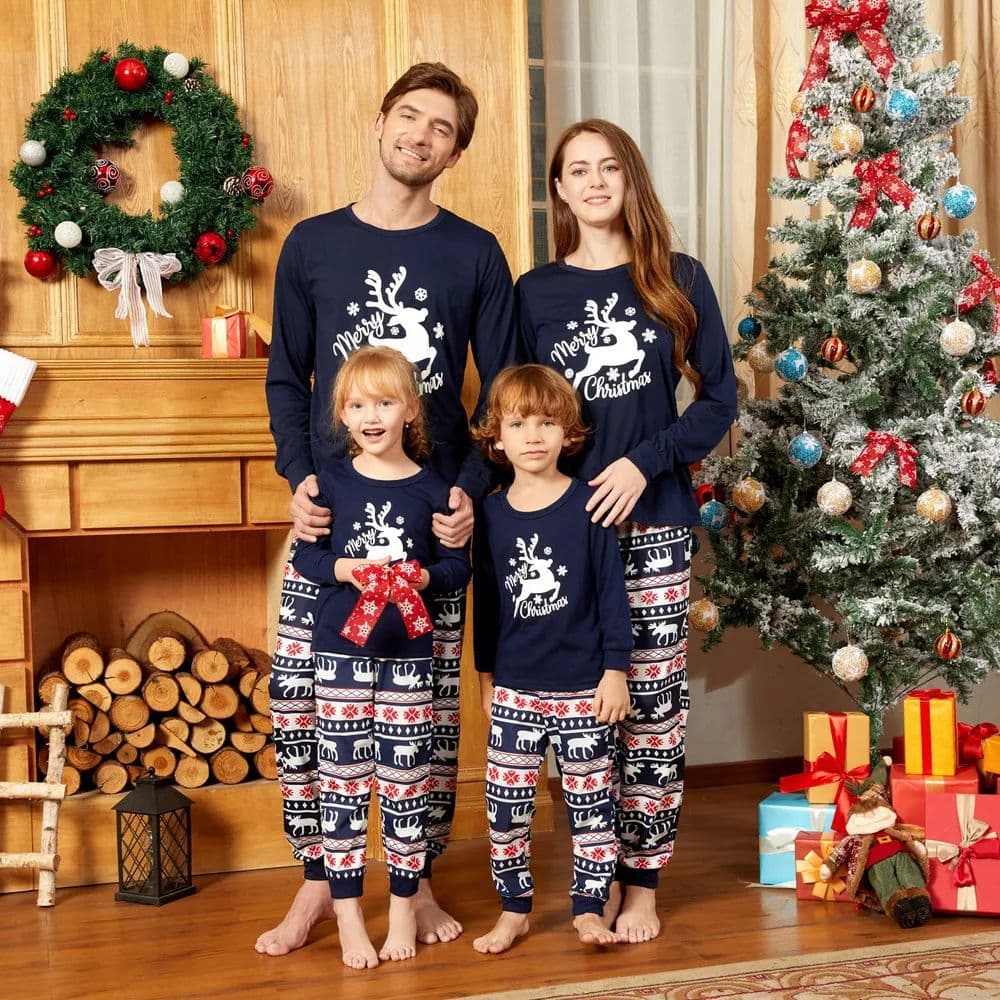 Underwear & Sleepwears new Christmas family home parent child suit printed pajamas long sleeved round neck