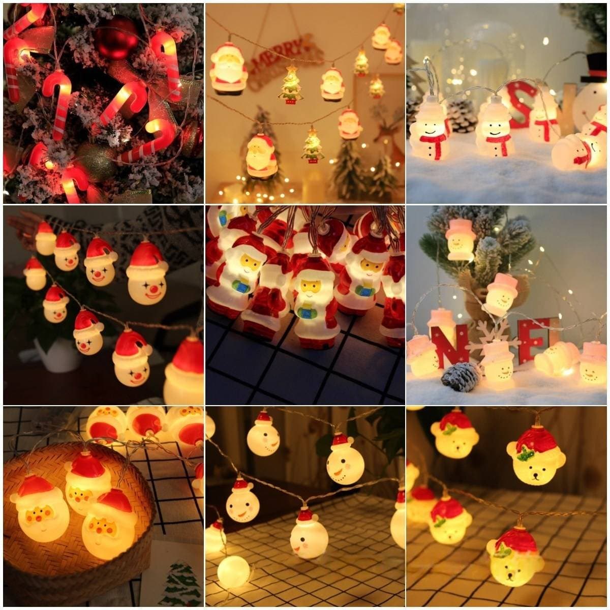 Guirlande lumineuse LED de Noël personnalisée – Bonhomme de neige, Père Noël, ours et décorations d'arbre pour la maison, les fêtes et les vacances (1,5 m à 100 m, alimentée par batterie/USB)