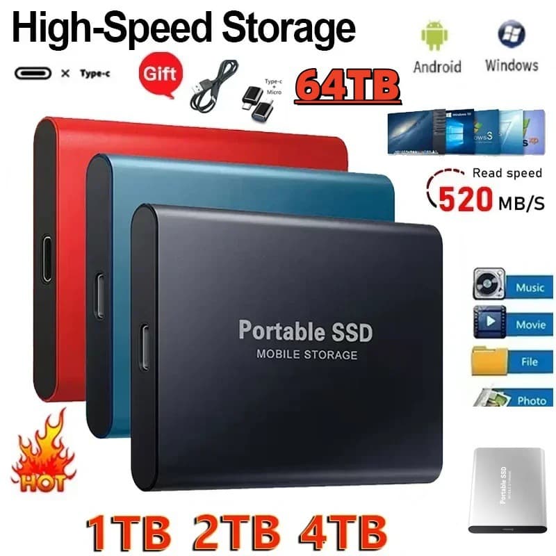 Cross-Border Exclusive SSD Mobile Solid State Drive 1TB Expansi Portable External Ultra-Thin 2TB High-Speed