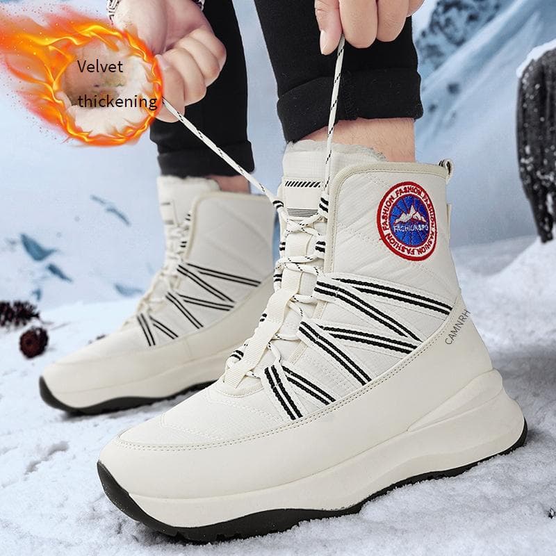 Men's Winter Snow Boots With Thick Sole - Fleece Lined Anti-Slip High-Top Warm Shoes For Cold Weather
