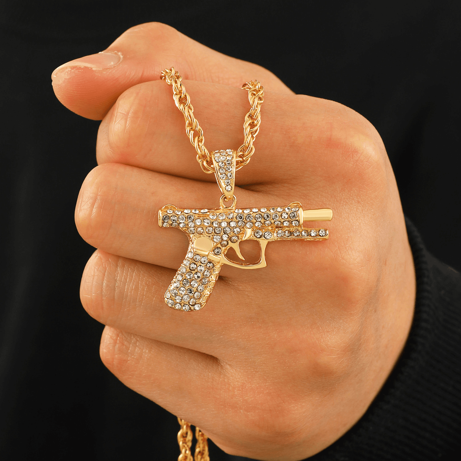 Necklaces Hip hop small pistol necklace creative diamond zircon machine gun trendy men's jewelry gift