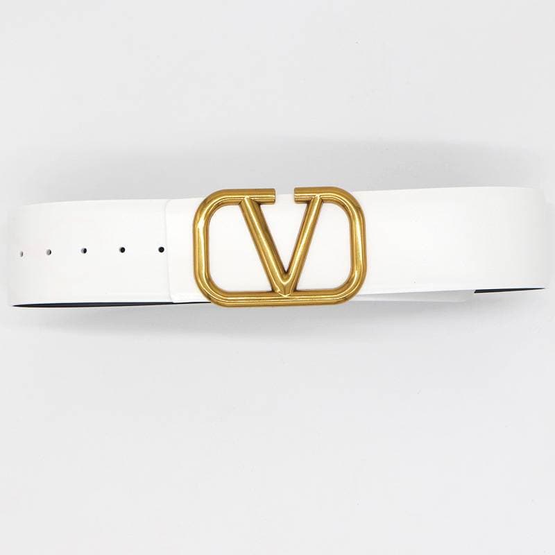 Ceinture en cuir de vache avec boucle en V pour femme, large, décorative, avec jupe, taille ajustée