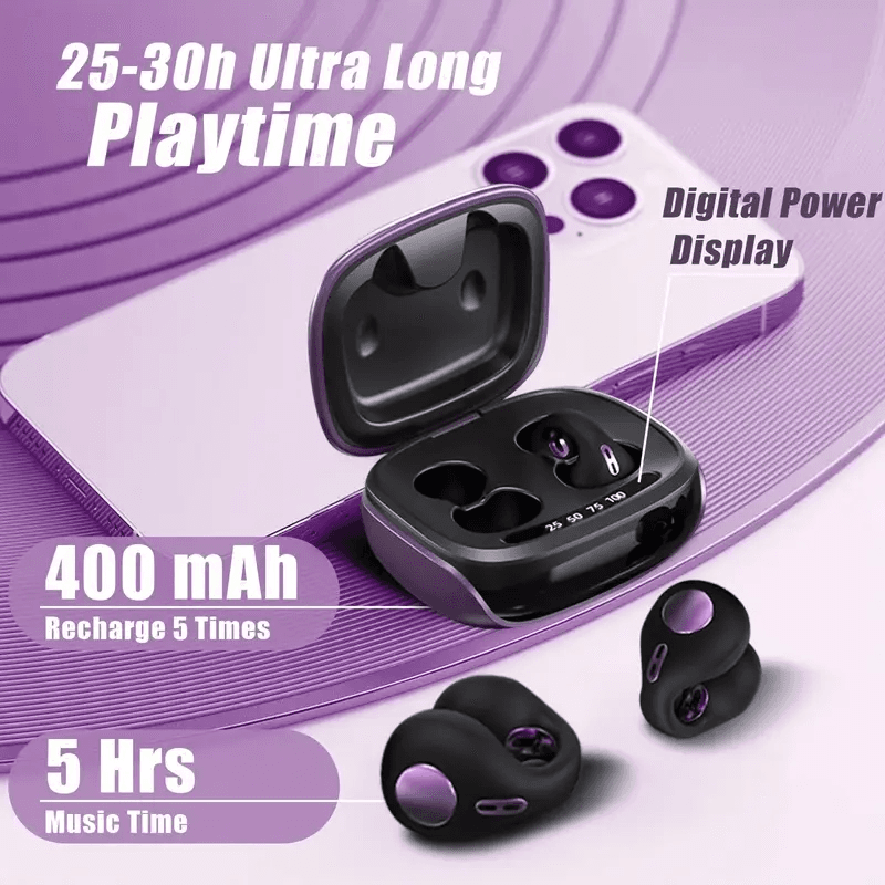 Wireless Headset Clip On Open Ear Earbuds Head Set Workout Cycling Running Work Headphone Induction Earphones