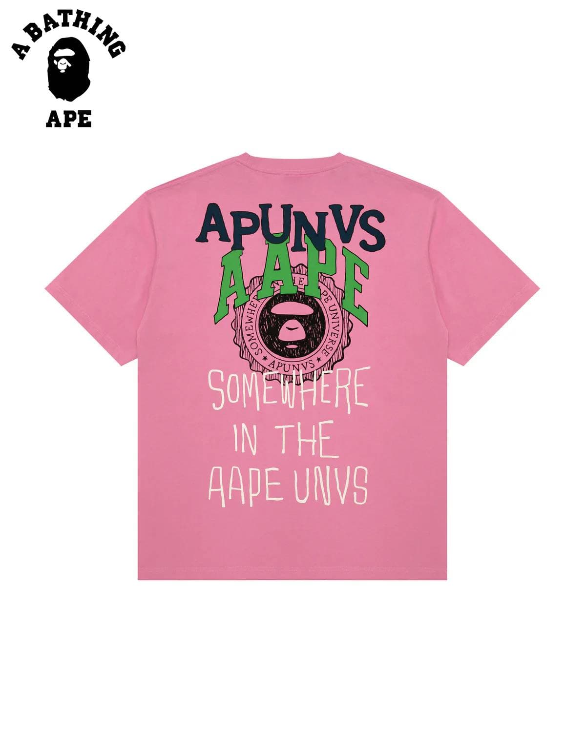 A BATHING APE BAPE-Back Multi Letter Printed Short Sleeved T-shirt Made Of Pure Cotton Fabric