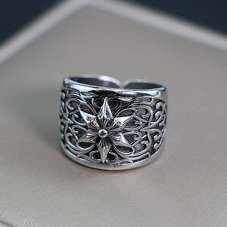 Unisex Retro Fishbone Ring Niche Hip Hop Ring Domineering Punk Classic Style