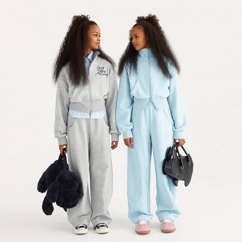 Unisex Kids Tracksuit Hoodie And Joggers Set Breathable Polyester Cotton Blend Trendy Sportswear For Ages 2-12