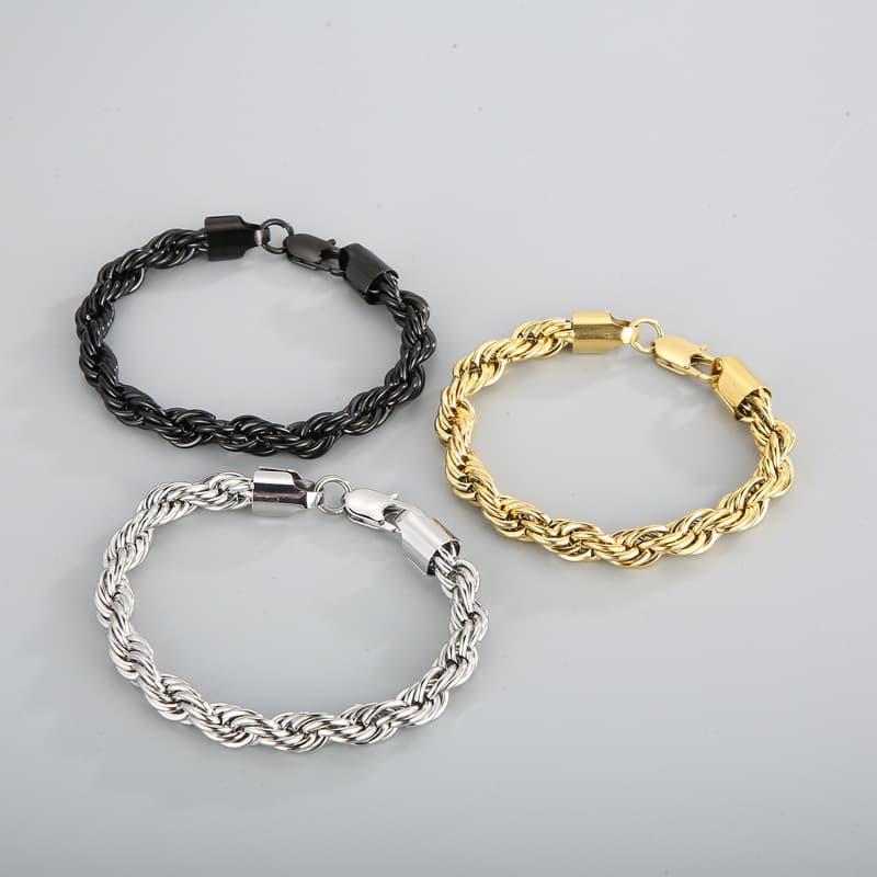 Men's Bracelets Titanium Steel Jewelry Fashion Simple Men's Buckle Twist Chain 4/6/8mm Twist Rope Chain Bracelet