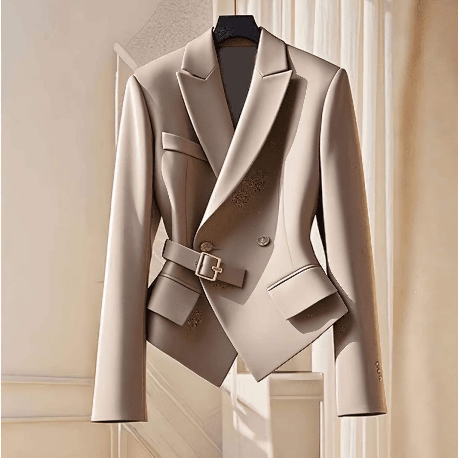 Women's Clothing beautiful autumn style unique and beautiful temperament lady short coffee color suit jacket