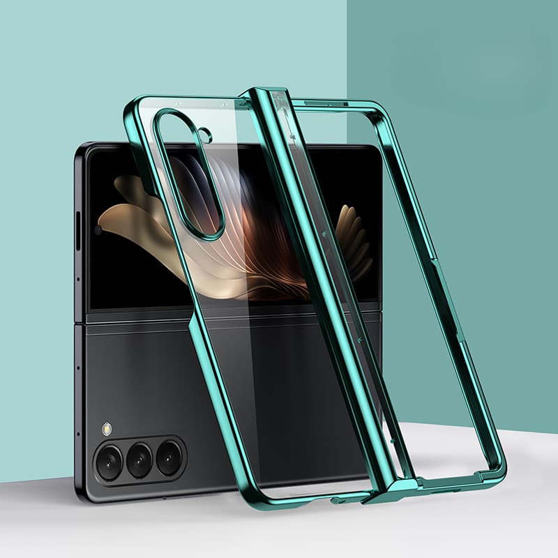 Electroplated Transparent Phone Case for Samsung Galaxy Z Fold 6 5 4 3 Fold6 Fold5 Fold4 Fold3 Hinge Protective