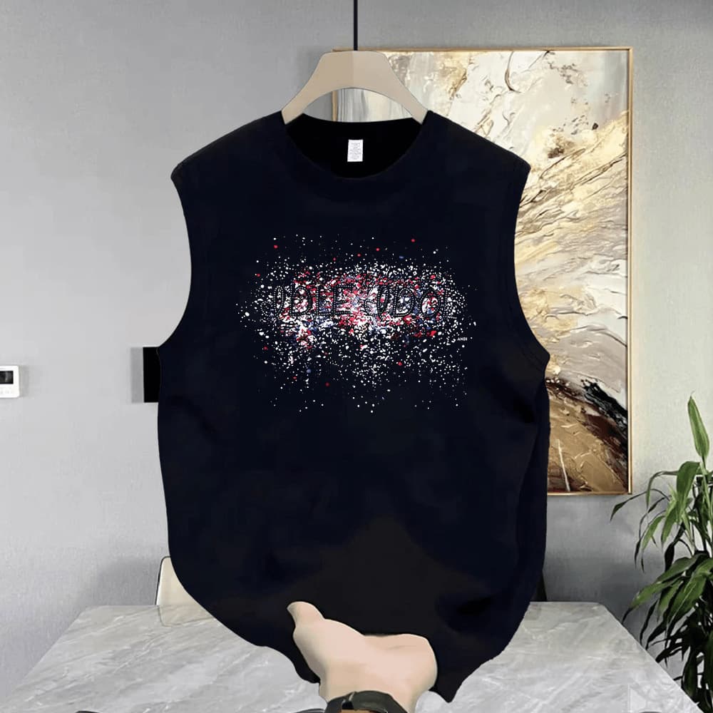 Men's Clothing Basketball Sports T Shirt Summer Men's Round Neck Printed Sleeveless Vest Loose Waistcoat Sweatshirt Bottoming Top