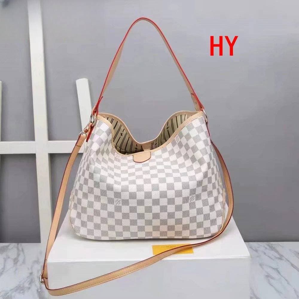 Sac à main pour femme en cuir véritable, sac à bandoulière, nouveau sac à main à la mode, motif de lettres à carreaux, fermeture éclair, sac