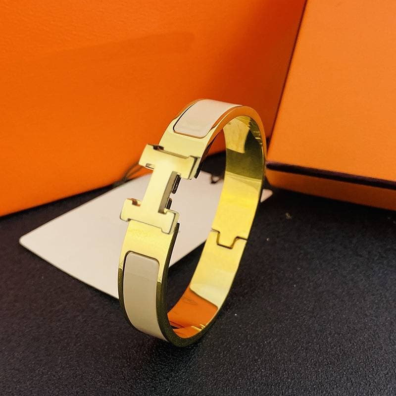 Bracelet classique en émail avec lettre H de créateur, large boucle en or, bracelet H européen et américain, bracelet pour couple