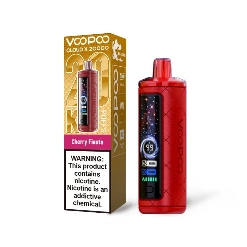 Lot de 2 cigarettes électroniques jetables VOOPOO Cloud X 20K, 20 000 bouffées, 25 ml, 6 mg de nicotine, batterie de 900 mAh, chargeur USB-C, d