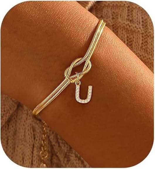 Bracelet en zircon avec 26 lettres, tendance, nœud concentrique, rond, en os de serpent, pour couple, amitié, bijoux de main