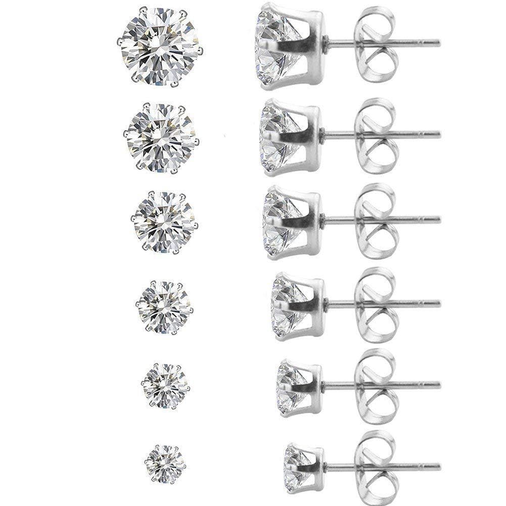 Boucles d'oreilles Hexa Claw - Boucles d'oreilles rondes en zircon de 3 mm et 8 mm avec micro-incrustations de cuivre