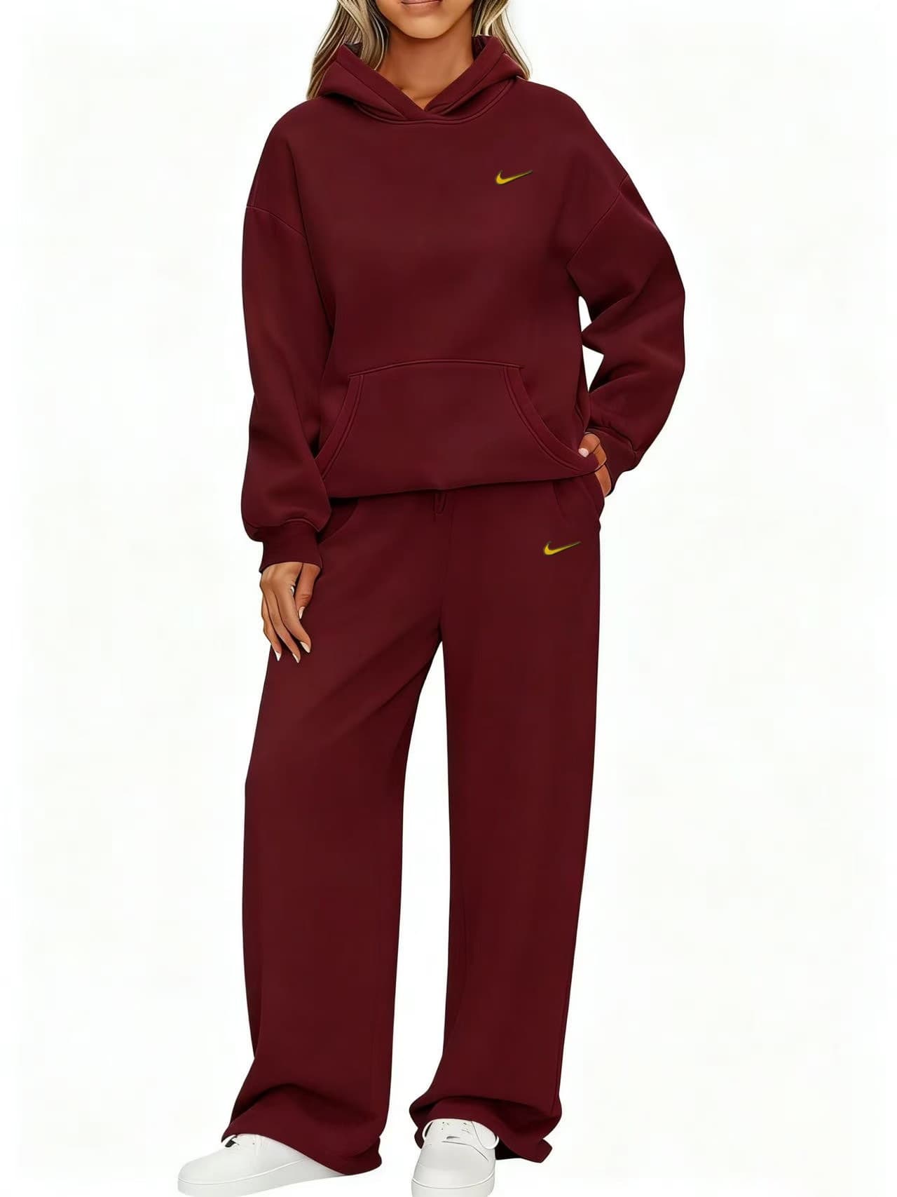 Ensemble 2 pièces Nike pour femme : sweat à capuche oversize et pantalon large, survêtement décontracté à manches longues et capuche.