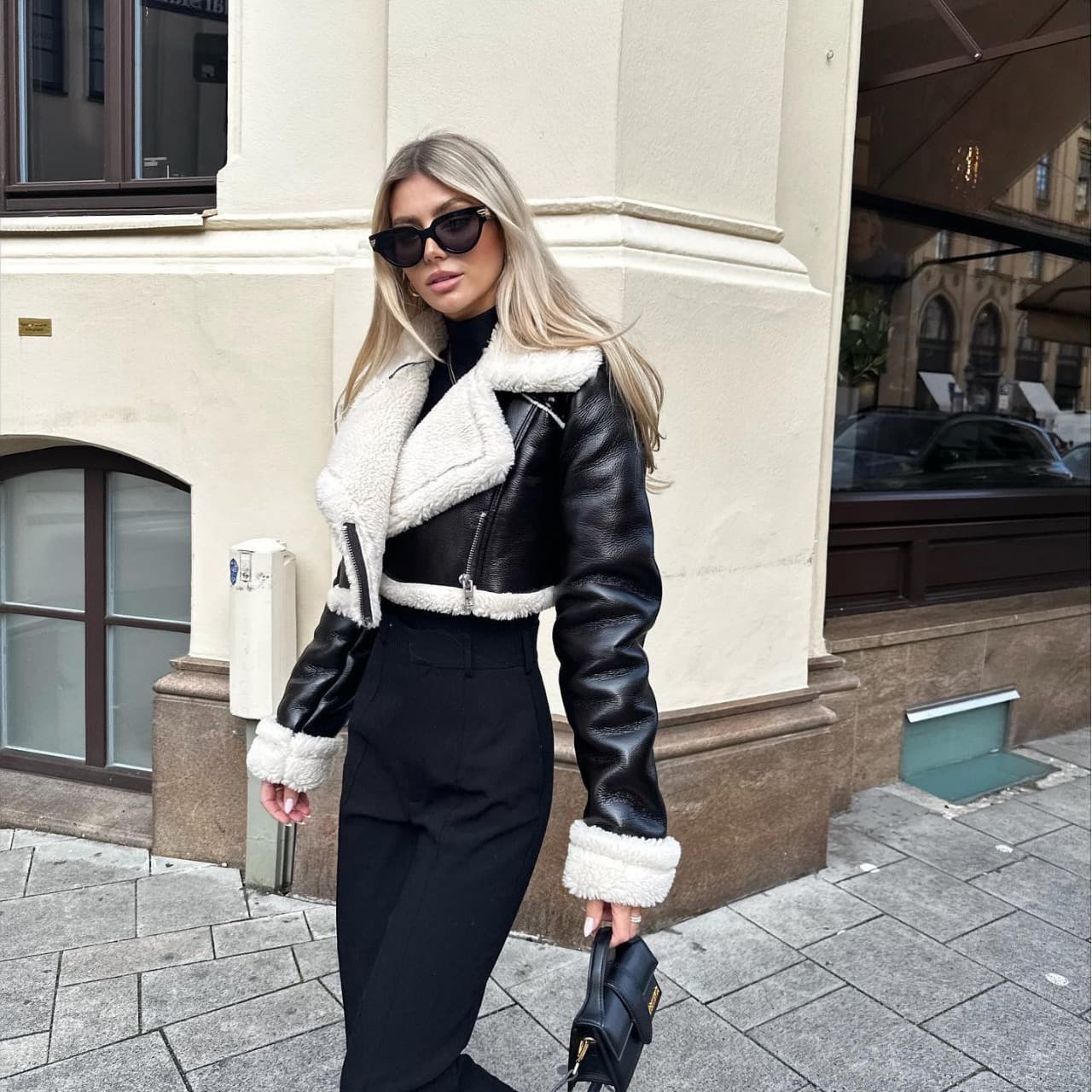 Women's Clothing spring fur short street hot girl motorcycle jacket