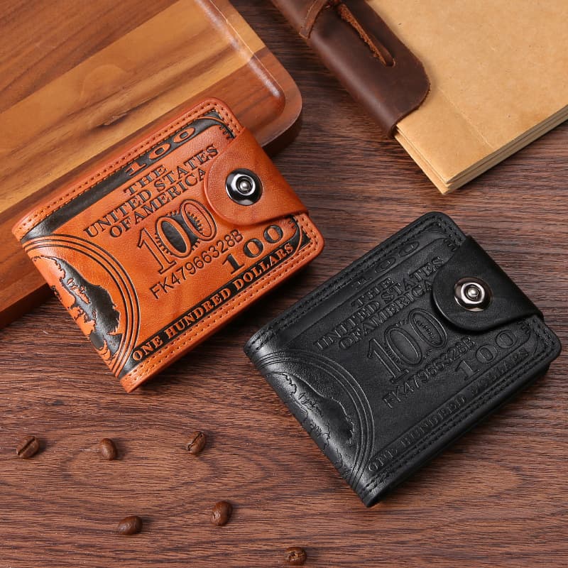 Men's Wallet Short Personality Beautiful Money Clip Men's Two Fold Buckle Multi Card Slot Wallet Wallet