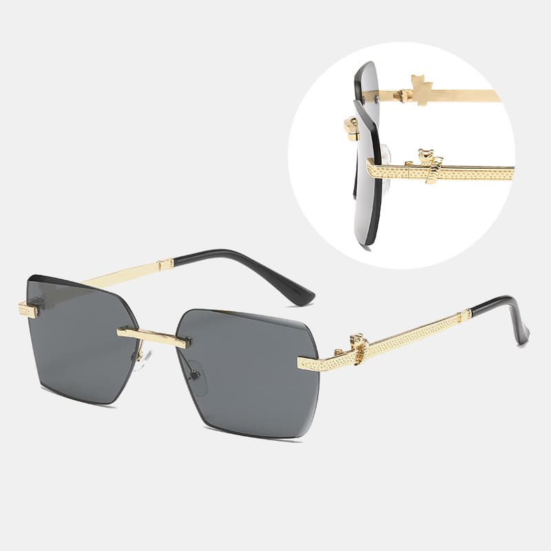 Sunglasses For Women Rimless Cut Edge Sunglasses Concave Metal Polygon For Men Trend Leopard