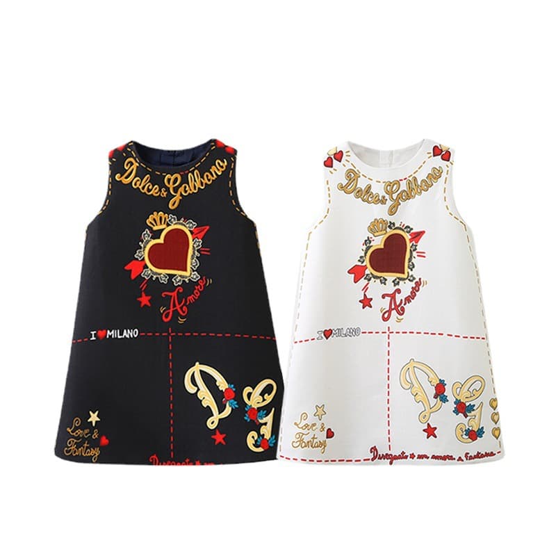 Girls Clothing Children's Dress, Girls' Love Dress, Sleeveless Vest Dress, Children's Clothing