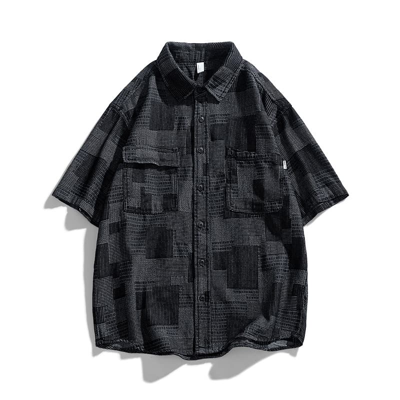 men's short-sleeved shirt men's summer shirt boys' tops trendy brand trend summer casual workwear jacket inch shirt
