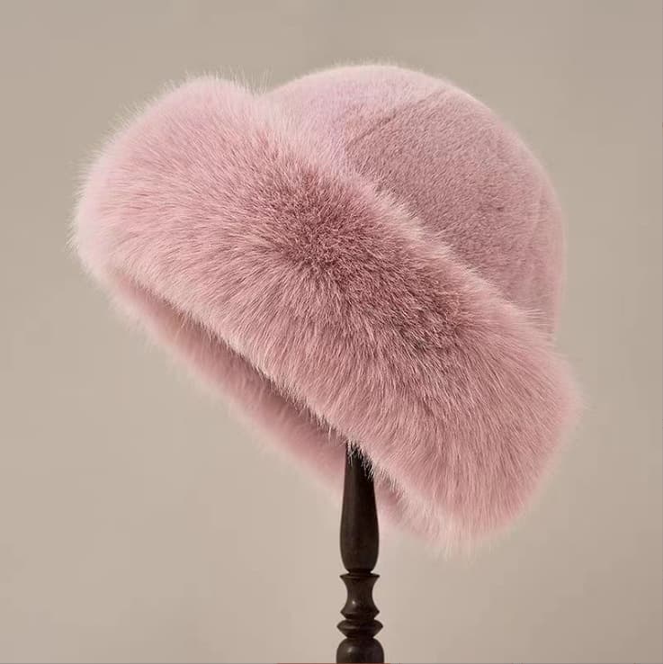 Thickened thermal fur fashion pot hat Plush women's fisherman hat