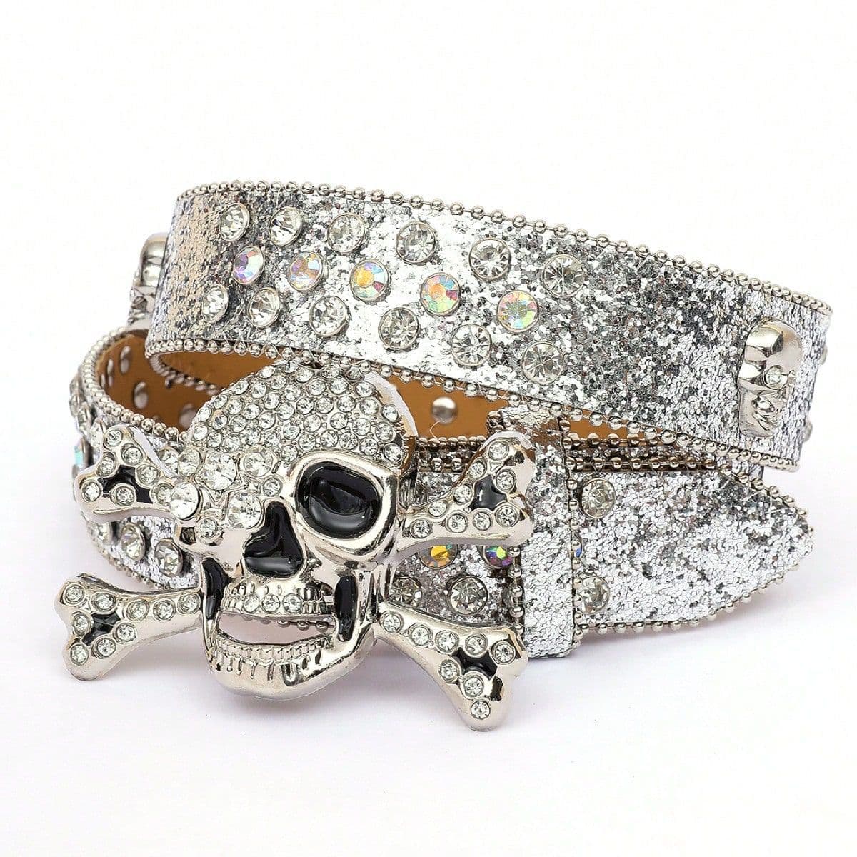 High-end Women's Skull Pattern Rhinestone Inlaid Fashionable Personality Trendy Belt